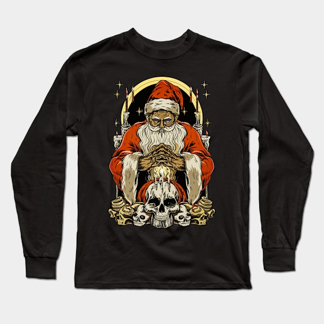 Sinister Claus Concoctions: Crafting Nightmares in the Twisted Workshop of Krampus Long Sleeve T-Shirt by Lucifer